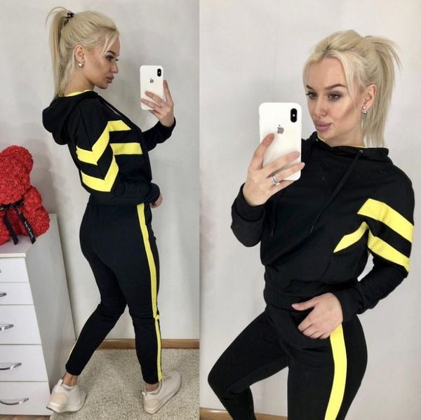 

2020 autumn women wearhood unbuttoned umbilical casual sport suit two-piece set pullover hooded jackets and pants outfits tracksuits, White