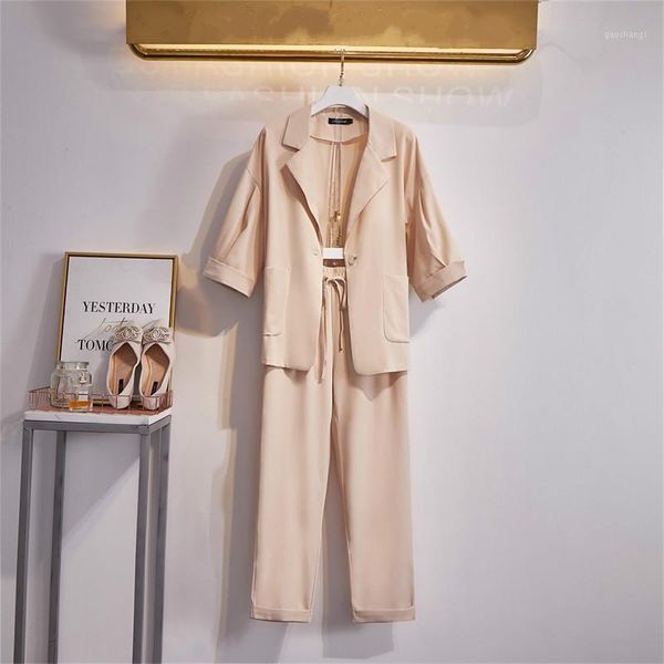 

plus size l-4xl business casual office suit ladies 2 piece sets suits+pants womens blazer jacket trousers elegant loose clothing1, White;black