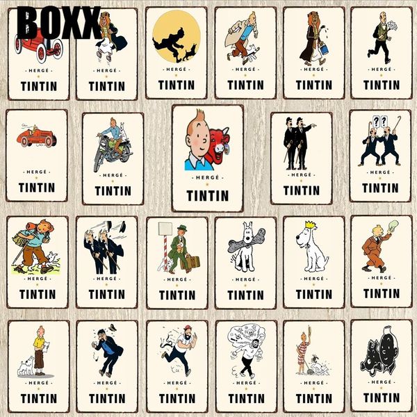 

tintin metal sign cartoon car poster dog metal plaque for wall art home kids room retro decor poster 30x20cm