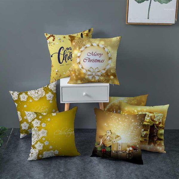 

cushion/decorative pillow fuwatacchi gold cushion cover christmas pattern year gift throw covers for home sofa decorative pillowcases 45*45c