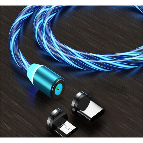 

type-c usb glowing cable fast charger quick charging line 3ft 2a micro charge cord led flowing light magnetic cable jllpod net_store