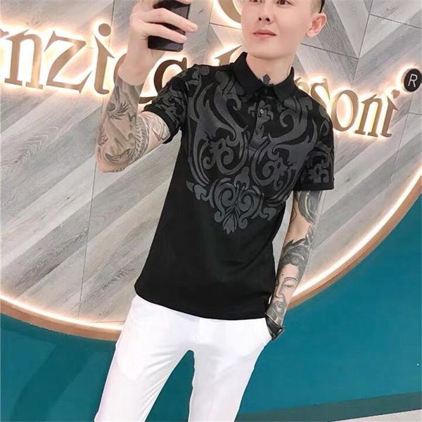 

2021 summer 100% cotton shirt men's printed casualshort sleeve1, White;black