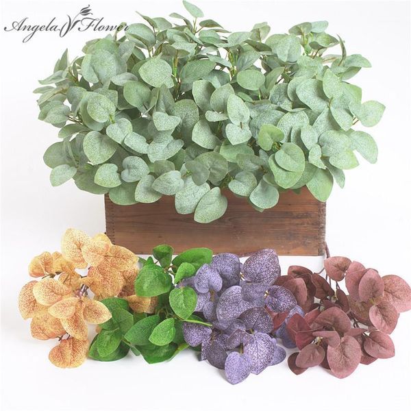 

decorative flowers & wreaths green artificial leaves mini eucalyptus leaf plants wall material fake for home shop garden party christams1