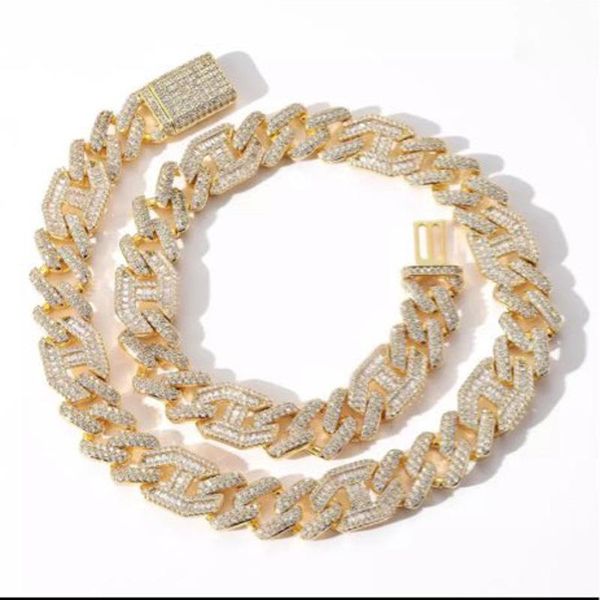 

gold color 15mm width bling 5a cz cuban chain choker necklace iced out bling hip hop big heavy women men cuban chain jewelry, Silver