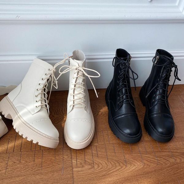 

women boots 2021 winter british style fashion brand boots cross-tied lady shoes female plush warm shoes ankle1, Black