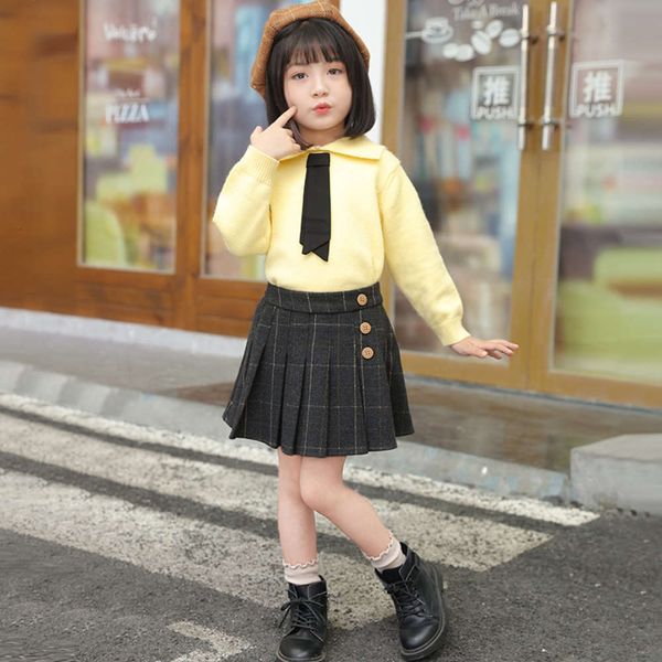 

2021 pleated autumn winter 2020 new children's plush plaid versatile girl's skirt, Blue