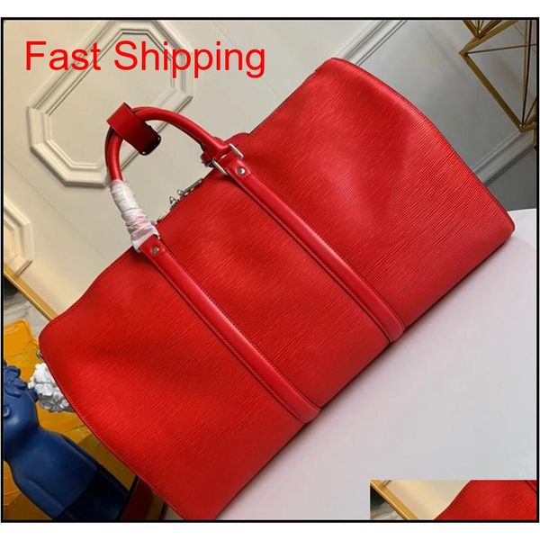 

2020 new travelling bag 45*27cm large capacity duffel bags genuine leather bag fashion luggage handbag outdoor sport men women okzmy