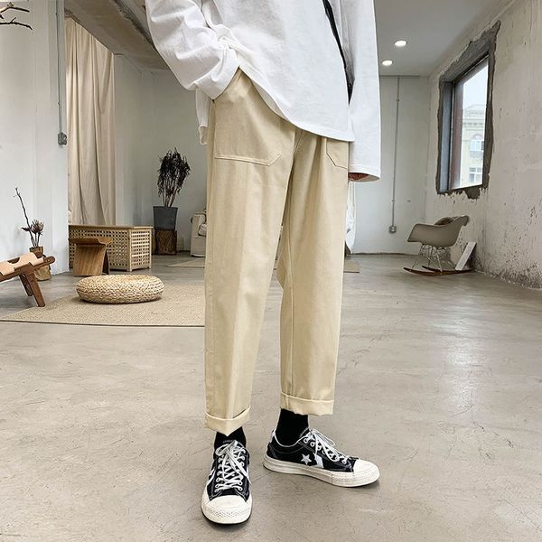 

2021 men's trousers spring and winter new size s-5xl straight pants fashion young clothes a4fo, Black