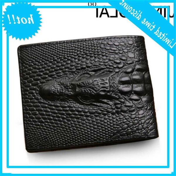 

2020 crocodile teacher wallet real leather small rits short men portefeuilles credit card holders coin pocket purse alligator