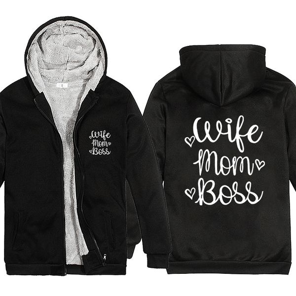 

2021 european and american jacket wife mom letter pattern thickened zipper hooded sweater in europe and america wish, Gray