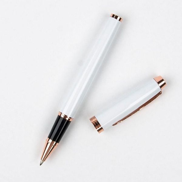 

luxury metal gray ballpoint pen rollerball rose gold clip stylo popular office writing stationery pen