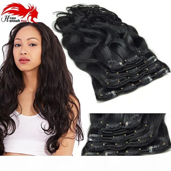 

clip in human hair extensions brazilian human hair clips 8pcs 100g brazilian body wave human hair clip in extension, Black;brown