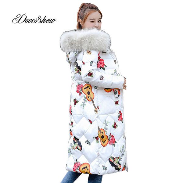 

fur collar reversible hooded winter down coat jacket long thick warm women casaco feminino abrigos mujer invierno wadded parkas c1204, Black