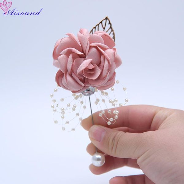 

aisound men boutonniere flowers corsage brooch artificial silk decorative flower for wedding decoration accessories