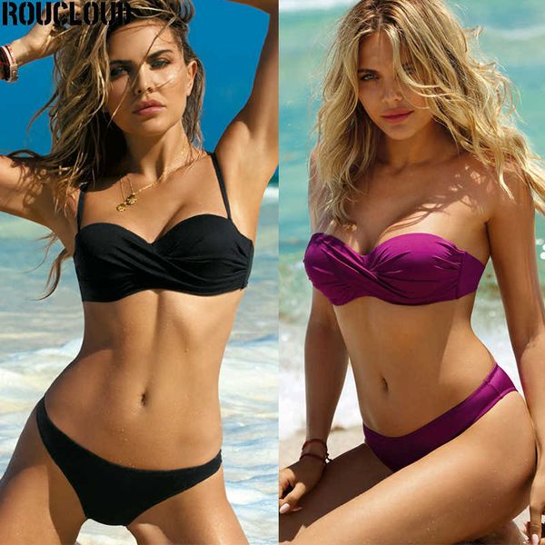 

low waist bikini 2020 swimsuit solid color swimwear women bikini set bather bathing suit beach wear female brazilian monokini, Black