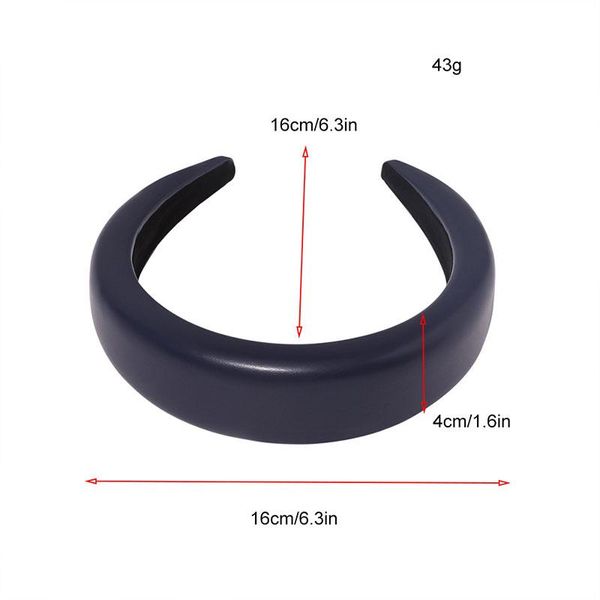 

4cm width pu leather women headband simple solid color sponge padded hair hoop plastic thick head hoop non-slip hair accessories q sqcfgq