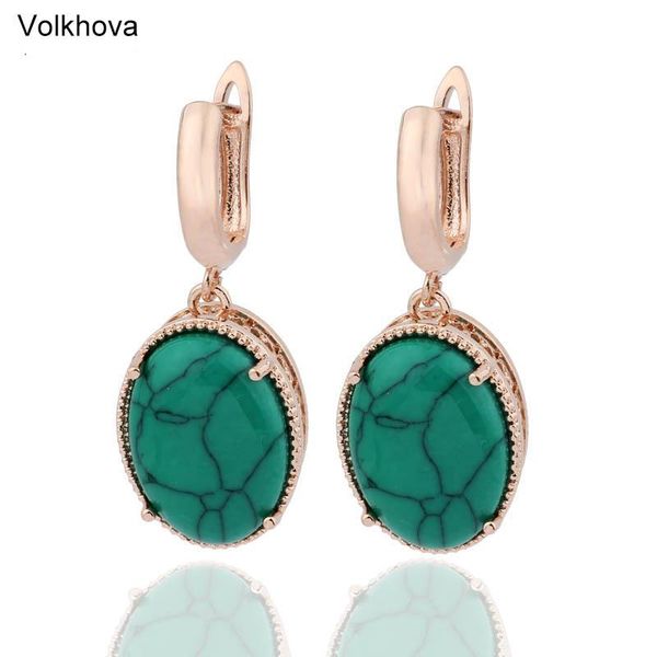 

volkhova vintage rose gold jewelry synthetic turquoises earrings earrings round dangle drop charm earring women, Silver