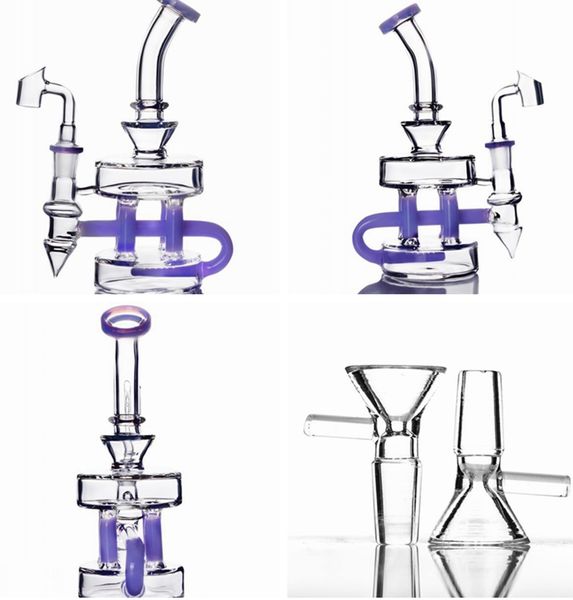 2022 Novo Design Roxo Hookahs Fab Beaker Glass Bongs Beaker Base Fumar Água Tubos Dab Rig 14.4mm Conjunta Funcional Produtos