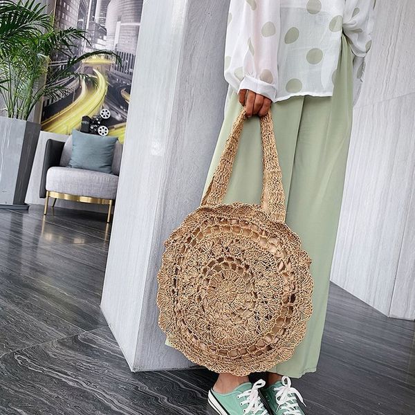 

hbp non-brand handmade woven bag korean fashion tote bag versatile girl small fresh large capacity round bag sport.0018