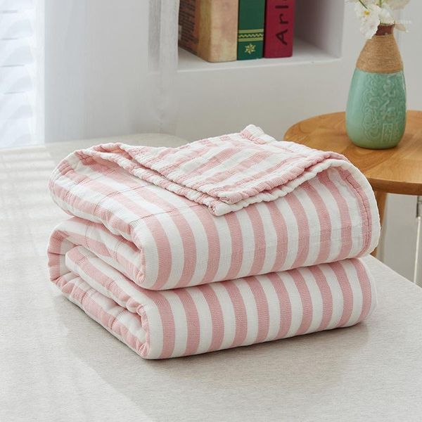 

cotton straight stripe washed gauze towel quilt blanket throw for summer1