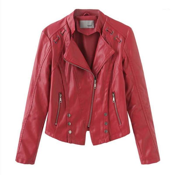 

2021 new spring and autumn women's leather jacket short zipper leather jacket slim small coat ladies motorcycle1, Black