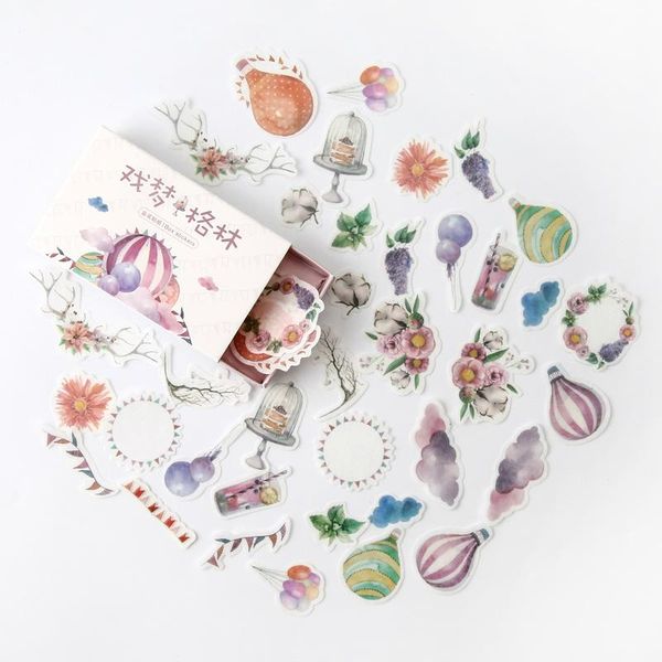 

remembrance time series boxed stickers plant flowers retro small fresh hand account stationery decorative material 40 pcs 1lot wmtxwz