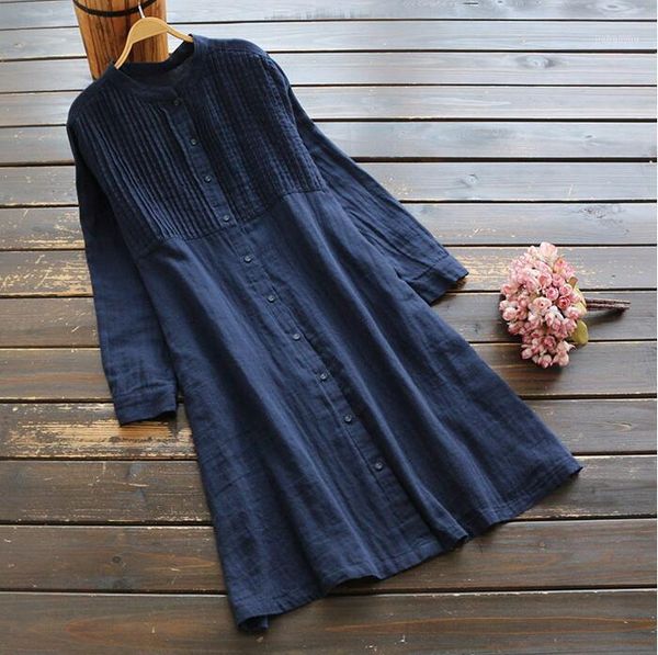 

vintage women dress cotton 2020 autumn loose solid color new long sleeve mori girl women a line white robe yoyikamomo1, Black;gray