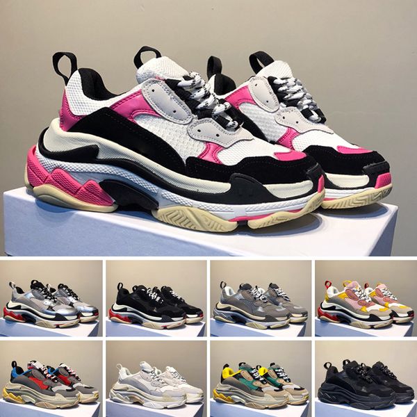 

crystal fashion bot mens womens casual shoes paris 17fw sneakers vintage dad platform women flats, Black