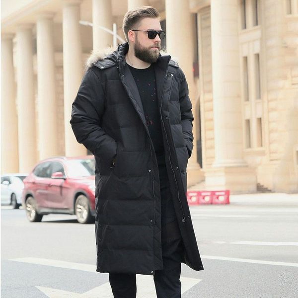 

men's down & parkas winter jacket for men long over the knee cotton coat thick casual clothes size -9xl 10xl, Black