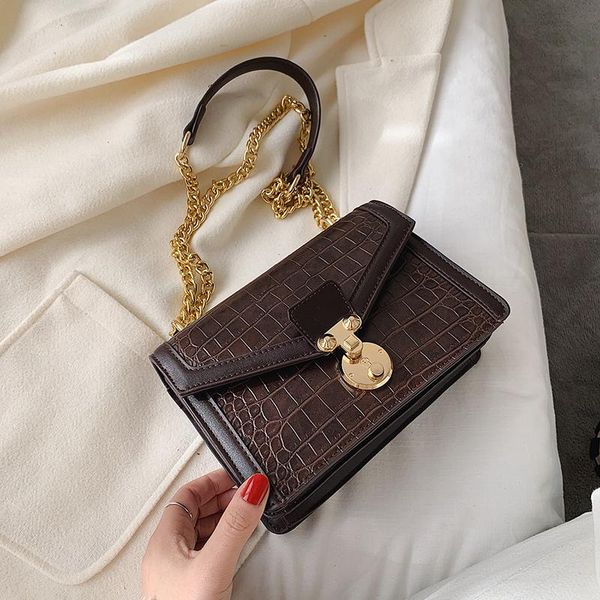 

камень узор из искусственной кожи сумки для женщин 2020 цепь мода маленький плечо сумка посылку женский блокировка сумки h sqcpoo