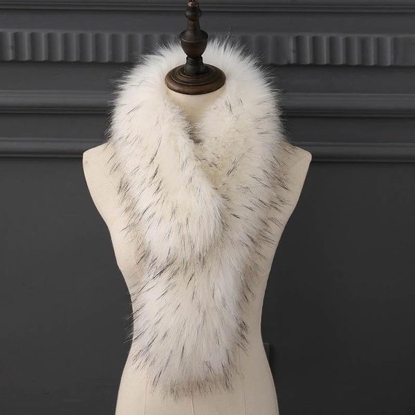

fur imitation fur scarf, hair collar, shawl, female long, thick and warm scarf.imitation raccoon scarf, Blue;gray