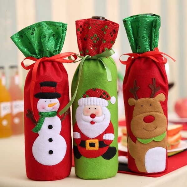 

wine stockings santa claus cover bags decoration 32*13cm decor christmas table bottle bag party suppliesn9x0