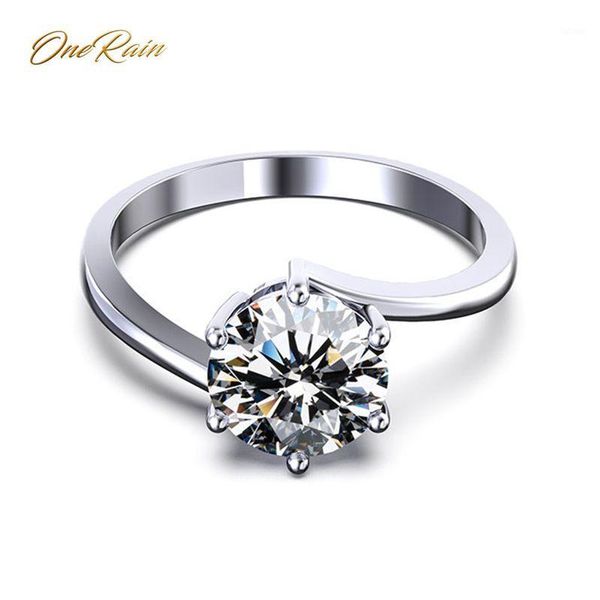 

onerain classic 100% 925 sterling silver created moissanite gemstone wedding engagement ring anniversary fine jewelry wholesale1, Golden;silver