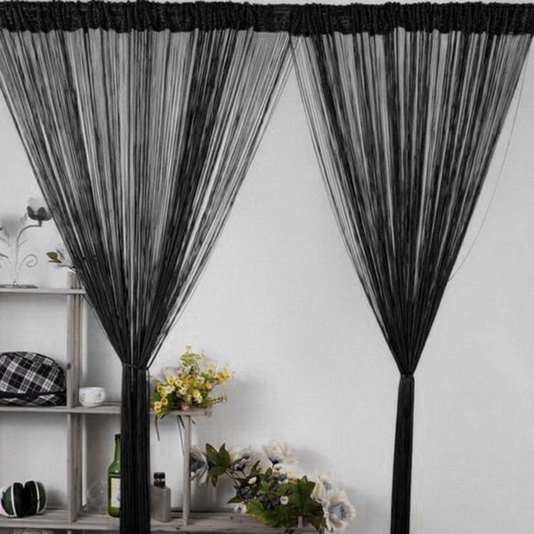 

shiny tassel silver line string curtain window door divider sheer curtain valance door treatment home decoration