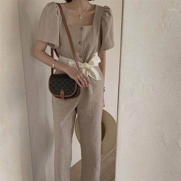 

alien kitty 2020 khaki all match solid casual loose chic women large size summer fashion vintage elegant office lady jumpsuits1, Black;white