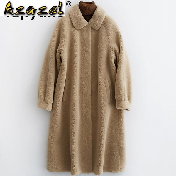 

real fur coat wool jacket autumn winter coat women clothes 2020 korean vintage sheep shearling suede lining women zt37691, Black