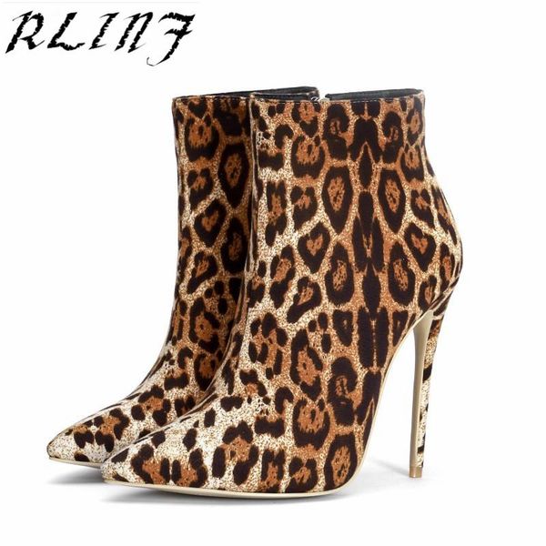 

boots rlinf leopard print women's mid calf high heels 2021, Black
