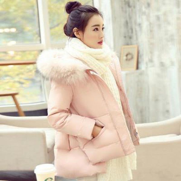

new 2021 fashion winter women parka femme hiver faux fur collar hoode loose thick padded jackets all match casual coat korean1, Black