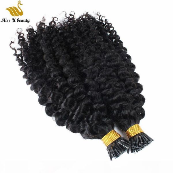 

300gram water wave human hair pre-bonded i tip kertain hair extensions brazilian remy hair 100 125 200strands 100g a pack, Black