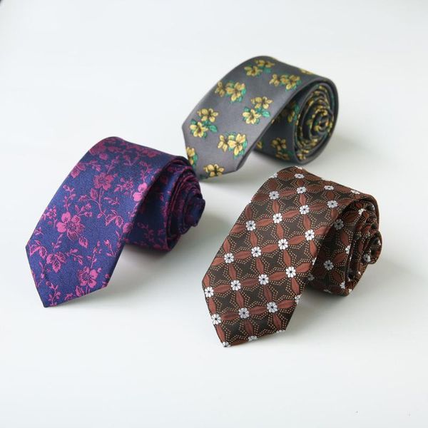 

neck ties 6cm men's tie floral jacquard woven cravatta for man bridegroom business necktie shirt corbatas, Blue;purple