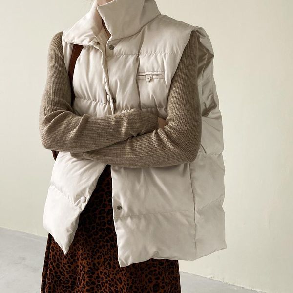 

women's vests 2021 ins fashion women winter thick coat outwear warm vest clothing #1883, Black;white