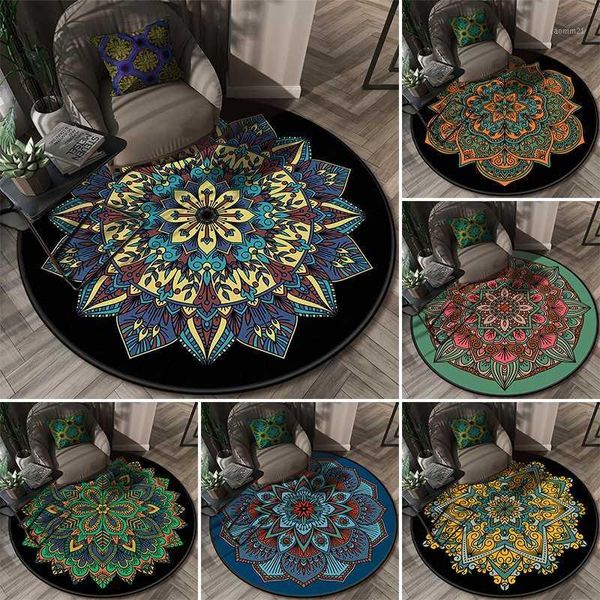

bohemia round rug ethnic carpet living room bedroom soft flower floor mat circle rugs kids room parlor home decorative custom1