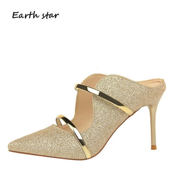

glitter shoes women narrow band bling pumps european style lady chaussure bling female footware sequins party high heels shoes, Black
