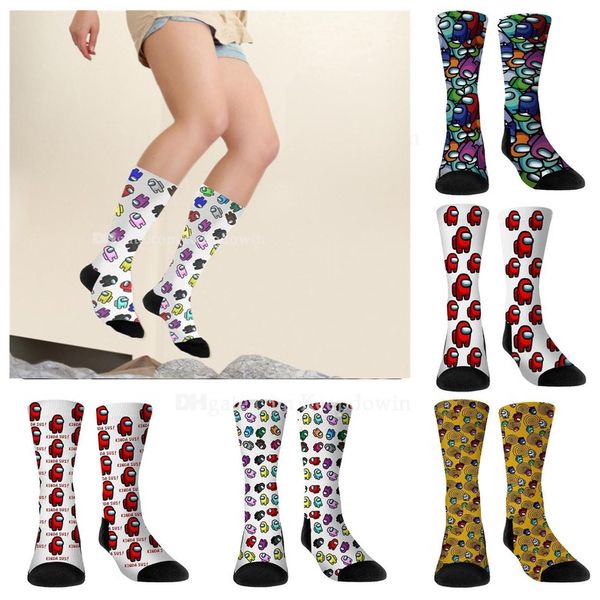 

among us game socks custom cartoon pattern winter anime figure keep warm sock cosplay children's toys christmas goods gift, Black