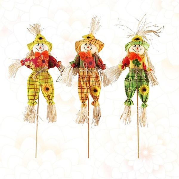 

3pcs scarecrow украшения хэллоуин симпатичный трюк или лечение настольные соломенные кукла оформление макета для классной домашней партии ба