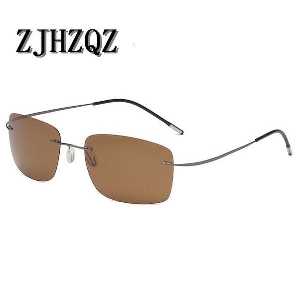 

designer square titanium ultralight polarized rimless only 9.8g sunglasses men women fashion sun glasse shade oculos gafas de sol, White;black