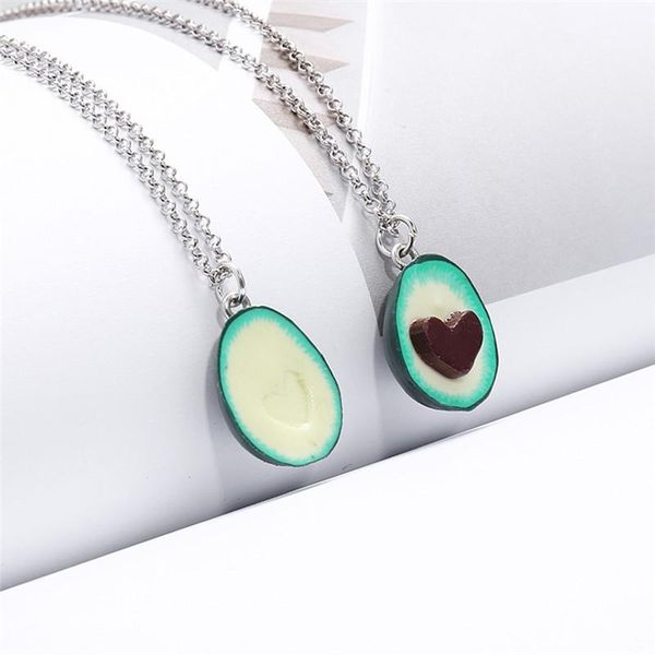 

pinksee creative avocado pendant necklace new design cute green fruit pendant long chain necklace for women, Silver