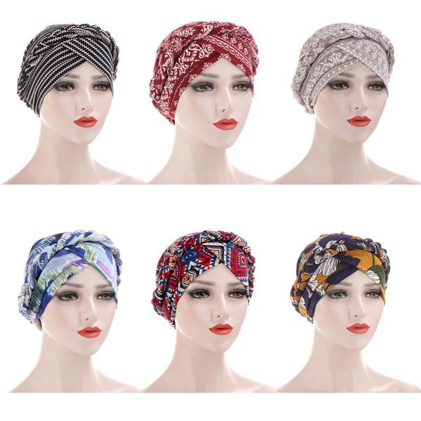 

мода headscarf для мусульманских женщин цветочные печать ощупь мусульманские женщины тюрбана шляпы химическая крышка голова голова голова ук, Blue;gray