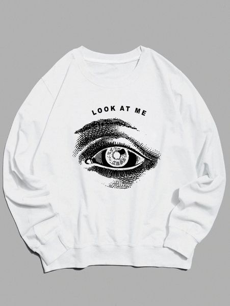 

men eye & slogan graphic pullover e1qd#, Black
