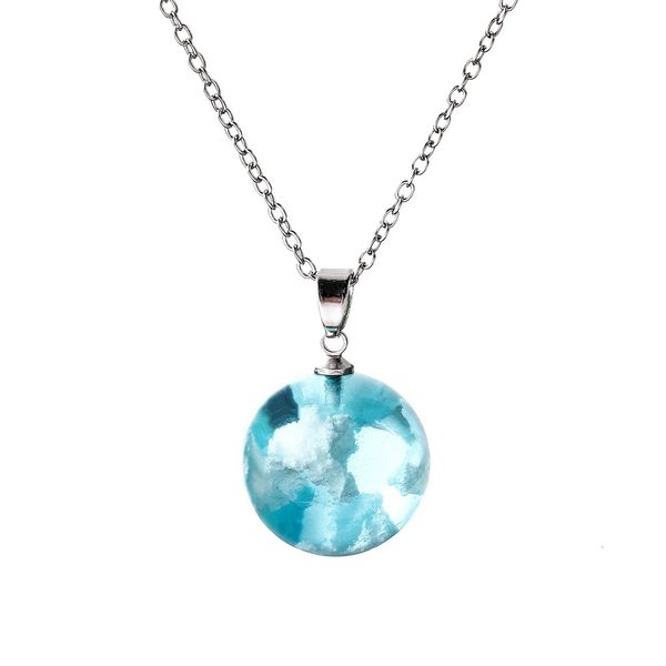 

nature blue sky white cloud 2019 fashion women handmade resin ball moon pendant necklace transparent lady jewelry gift